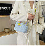 Жіноча сумка-косметичка 2814 Vanity Bag велюрова крос-боді блакитна, фото 5