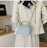 Жіноча сумка-косметичка 2814 Vanity Bag велюрова крос-боді блакитна, фото 6