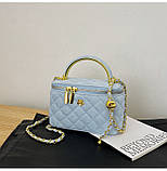 Жіноча сумка-косметичка 2814 Vanity Bag велюрова крос-боді блакитна, фото 3