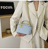 Жіноча сумка-косметичка 2814 Vanity Bag велюрова крос-боді блакитна, фото 7