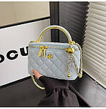 Жіноча сумка-косметичка 2814 Vanity Bag велюрова крос-боді блакитна, фото 2