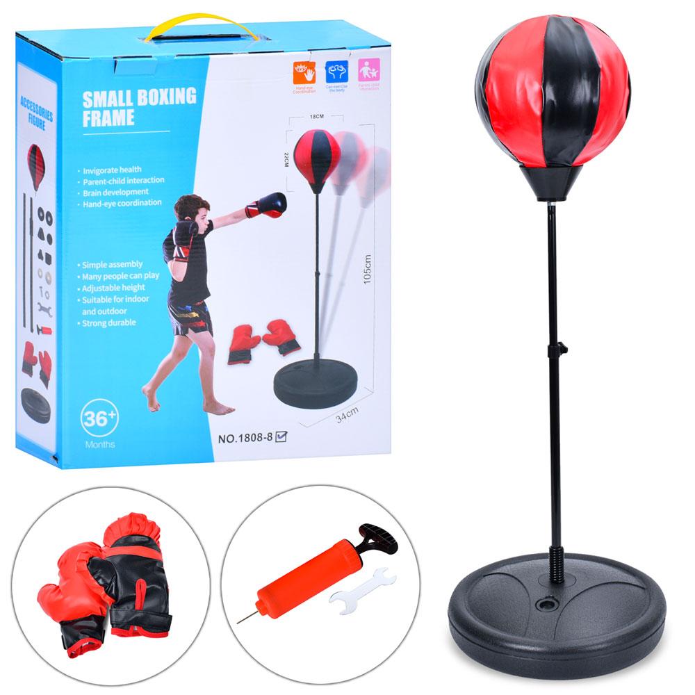 Дитяча боксерська груша на стійці та рукавички для боксу, боксерський набір MR 1250 з насосом, фото 1