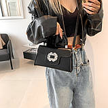 Жіноча сумка 10392 крос-боді чорна на ремінці, фото 8