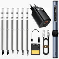 Паяльник Fnirsi HS-01 PD 65вт набір, блок живлення, кабель, набір жал (Set 4)