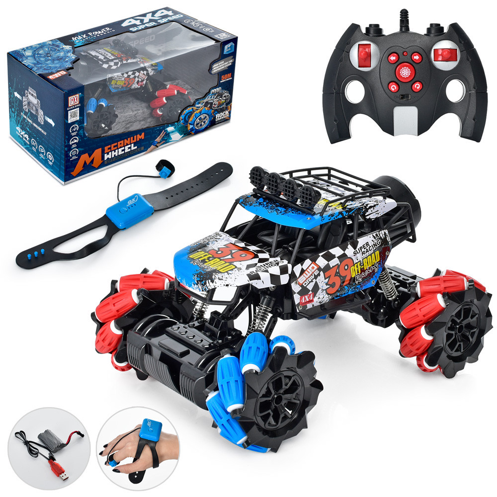 Машинка трюкова акумуляторна на радіокеруванні QX3688-39S, музика, 4х4, поворот 360, танцює, фото 1