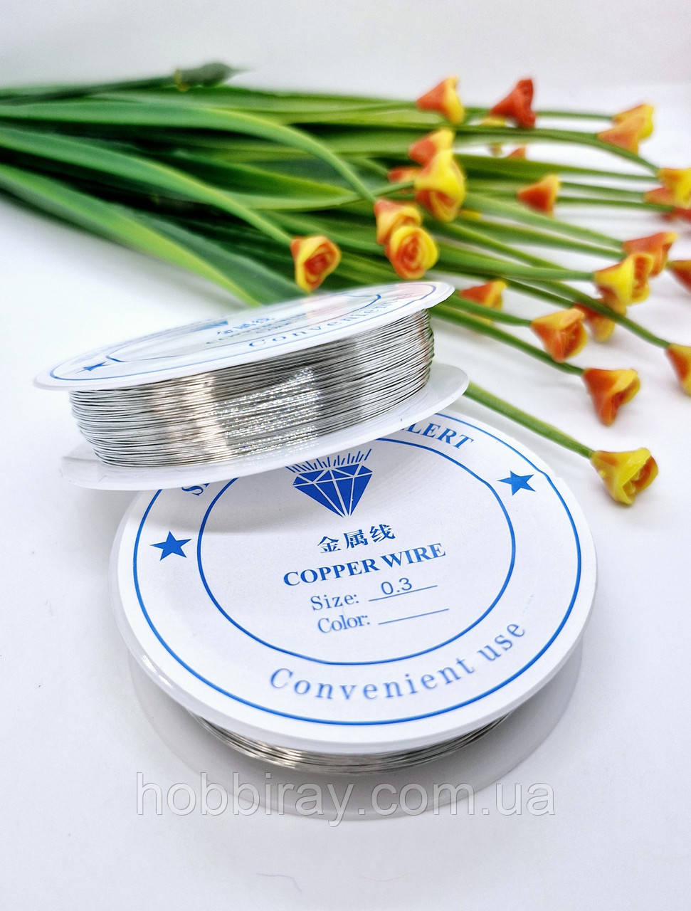 Дріт. 0.3 мм. Намотування 46 м. Колір срібний., фото 1