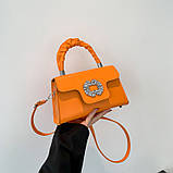 Дефект! Жіноча сумка 10392 крос-боді помаранчева на ремінці, фото 7