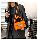 Дефект! Жіноча сумка 10392 крос-боді помаранчева на ремінці, фото 8