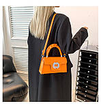 Дефект! Жіноча сумка 10392 крос-боді помаранчева на ремінці, фото 9