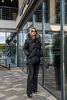 Зимова жіноча куртка з плащової тканини К-344 чорна