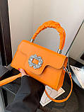 Дефект! Жіноча сумка 10392 крос-боді помаранчева на ремінці, фото 3