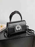 Жіноча сумка 10392 крос-боді чорна на ремінці, фото 3