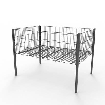 Акційний торговий кошик 80х120 см. крок-30 мм, графіт, фото 1