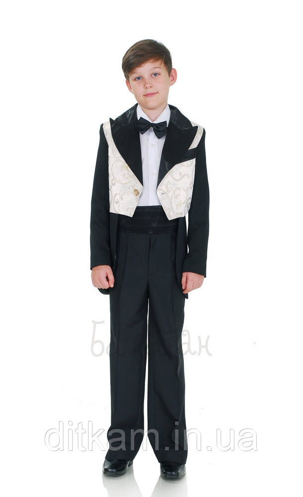 Фрак чорний із жакардом, фото 1