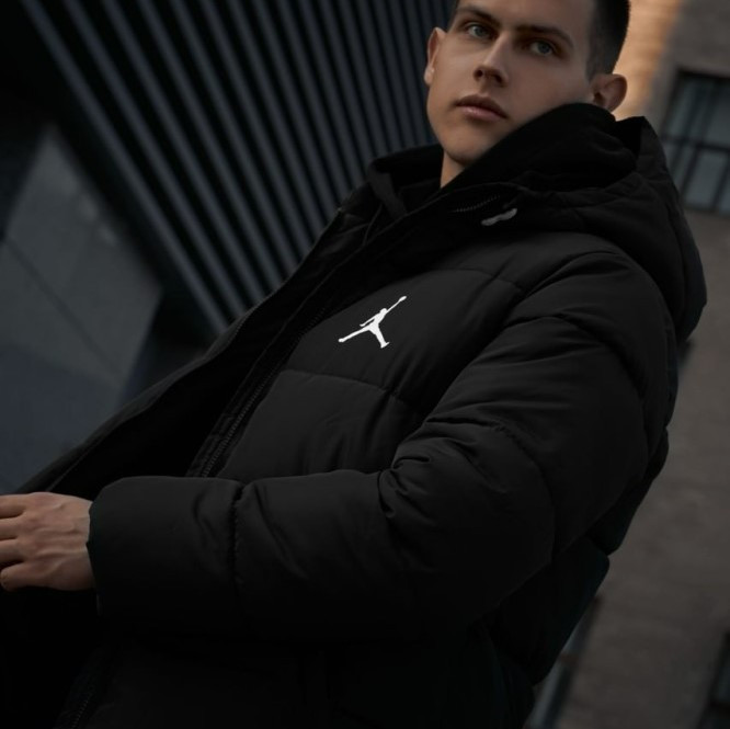 Чоловіча зимова куртка Nike Jordan Зимовий чоловічий пуховик Найк Джордан чорна