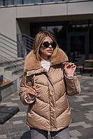 Коротка зимова куртка з капюшоном К-350 кемел