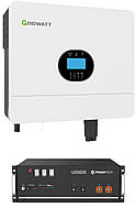 Комплект резервного живлення інвертор Growatt SPF 6000 ES Plus+АКБ Pylontech US5000