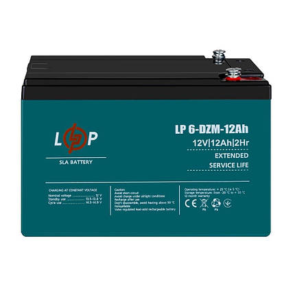 Тяговий олив'яно-кислотний акумулятор LogicPower LP 6-DZM-12 Ah, фото 3