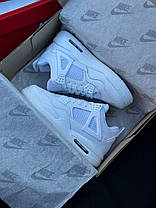 Жіночі зимові кросівки Nike Air Jordan 4 All White Fur Winter Найк Джордан 4 білі шкіра хутро овчина, фото 5