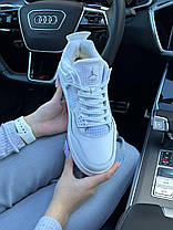 Жіночі зимові кросівки Nike Air Jordan 4 All White Fur Winter Найк Джордан 4 білі шкіра хутро овчина, фото 3