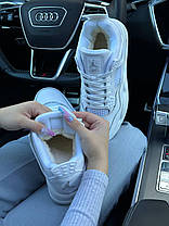 Жіночі зимові кросівки Nike Air Jordan 4 All White Fur Winter Найк Джордан 4 білі шкіра хутро овчина, фото 6