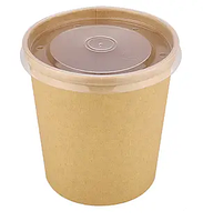 Контейнер паперовий для супа з кришкою 480 мл КРАФТ, d97мм h100мм 50 шт