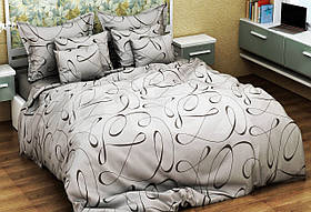 Двоспальний комплект (Бязь) | Комплект постільної білизни "Розпис. Сірий" | Простирадло 200х220 см