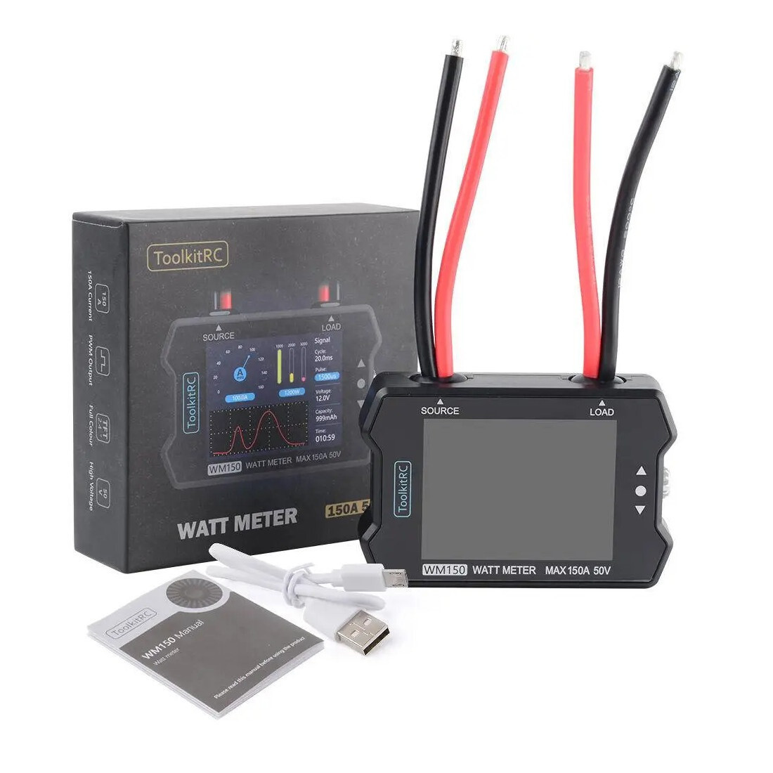 Вимірювач потужності ToolkitRC WM150 max 150A 50V ватметр