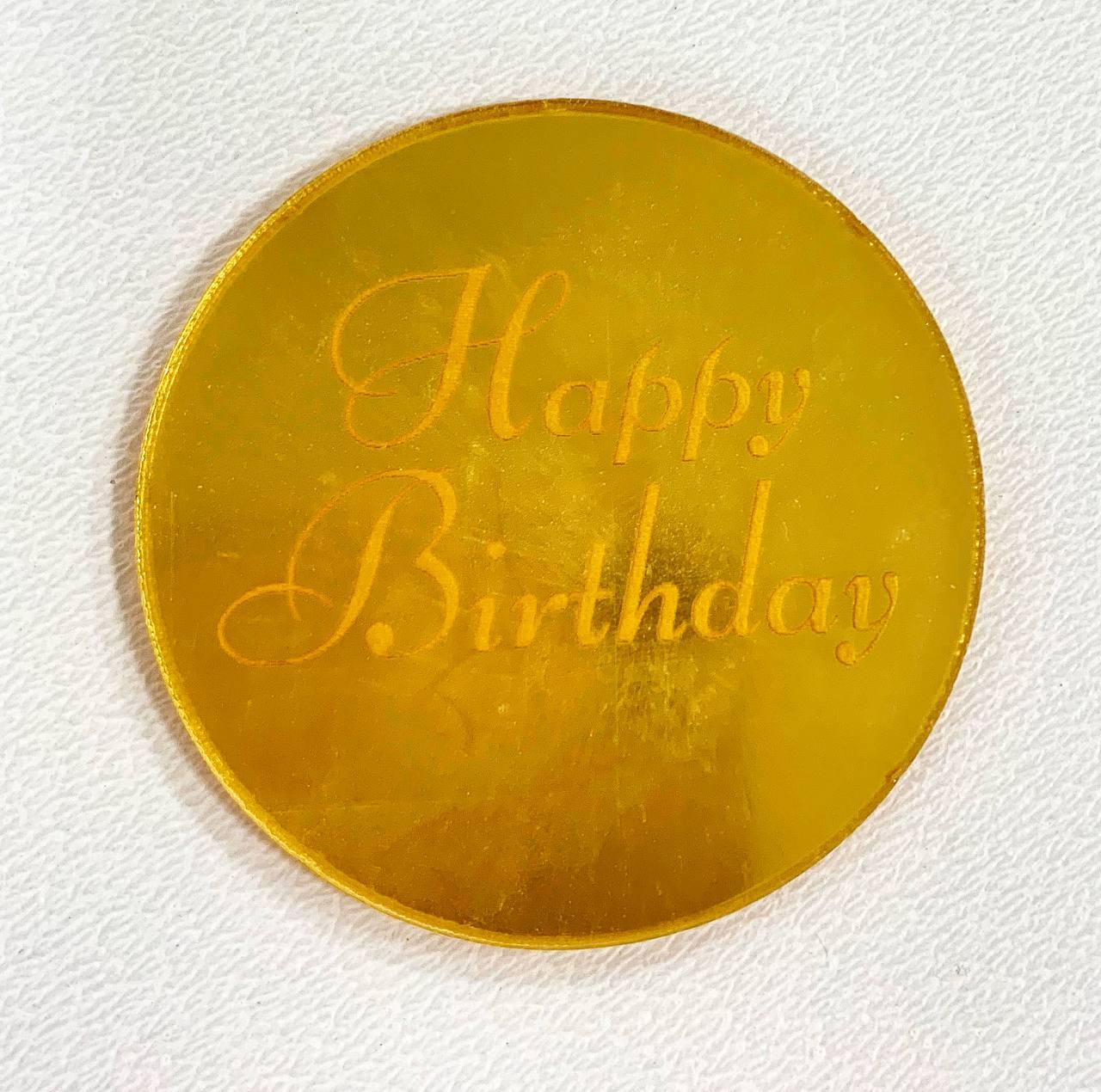 Топпер акриловий "Happy birthday" круглий, Ø50