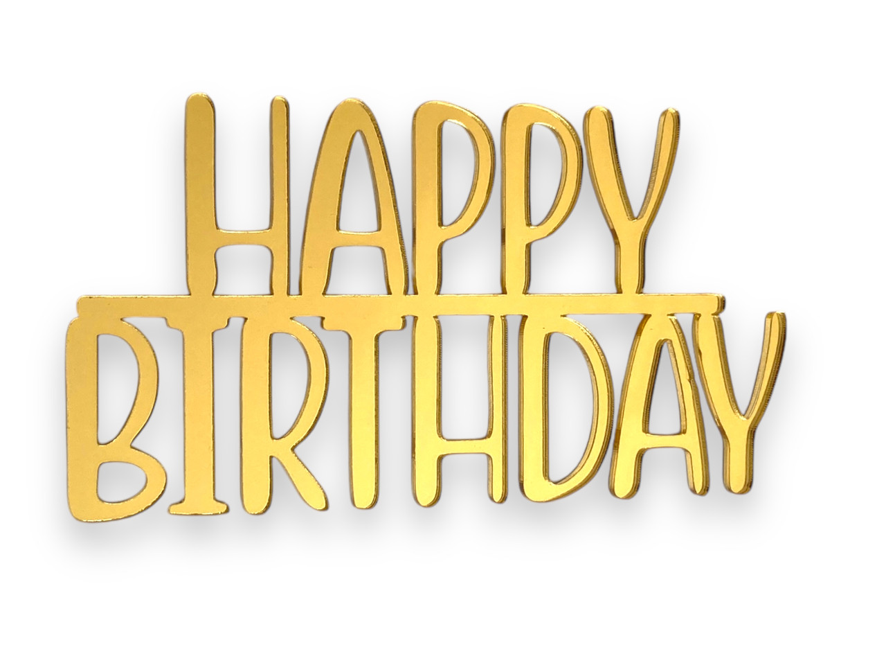 Топер акриловый боковой "Happy Birthday" золото, 100*55, фото 1
