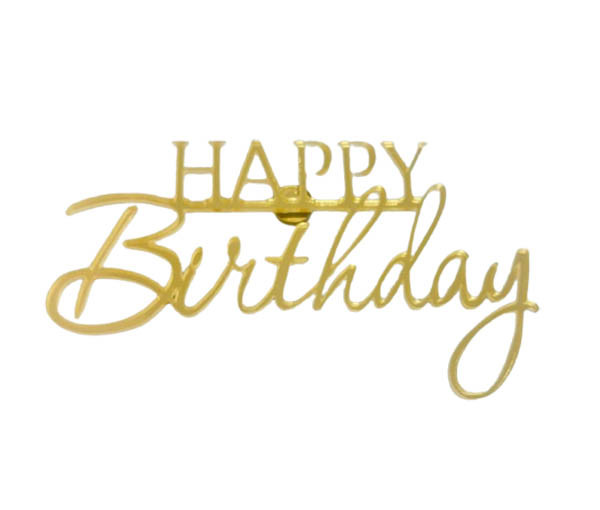 Топер акриловий бічний "Happy Birthday" золото, 100*45