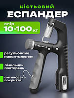 Кистевой эспандер пружинный прямой черный тренажер со счетчиком для запястья кисти пальцев рук 10-100