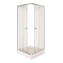 Душова кабіна Vivia Magna 25 seffaf 90x90x195 см на низькому піддоні сатин прозоре скло розсувні двері, фото 3