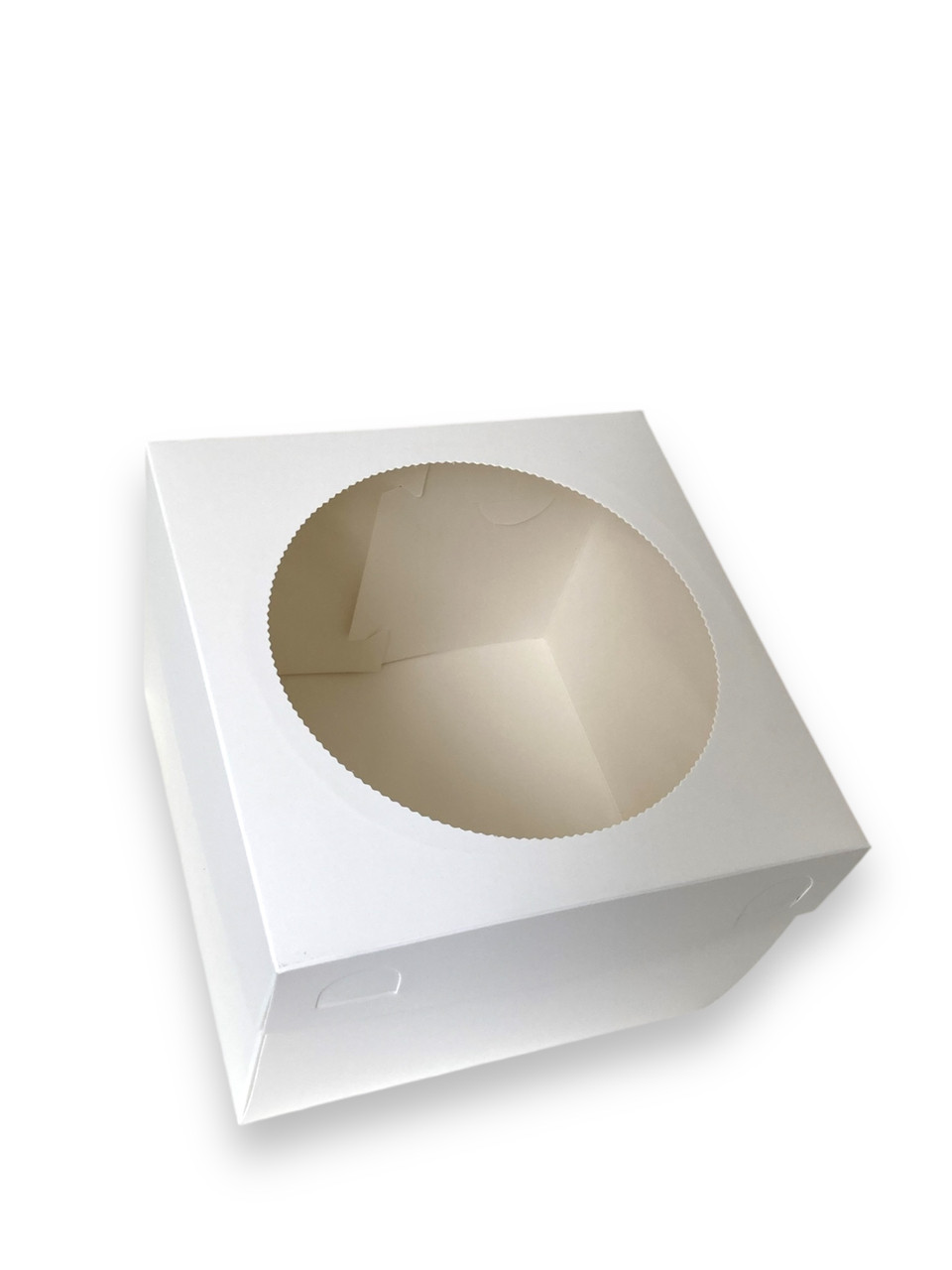 Коробка для бенто-тортів «Біла» з круглим вікном, 200*200*150мм, фото 1