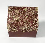 Коробка для 2 капкейків, маффінів, кексів "Шоколадні квіти",с тиснением "золото" 160*110*85, фото 4