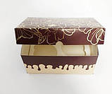 Коробка для 2 капкейків, маффінів, кексів "Шоколадні квіти",с тиснением "золото" 160*110*85, фото 2