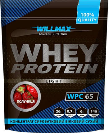 Протеїн концентрат Willmax Whey Protein 65 1 кг полуниця, фото 1