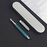 Професійна перова ручка Grand Boss Stainless, закрите перо позолота  22К, преміумкласу з футляром., фото 2