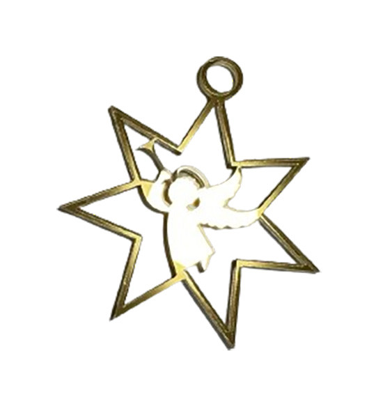 Золота акрилова прикраса на ялинку "Янголятко", 72*80, фото 1