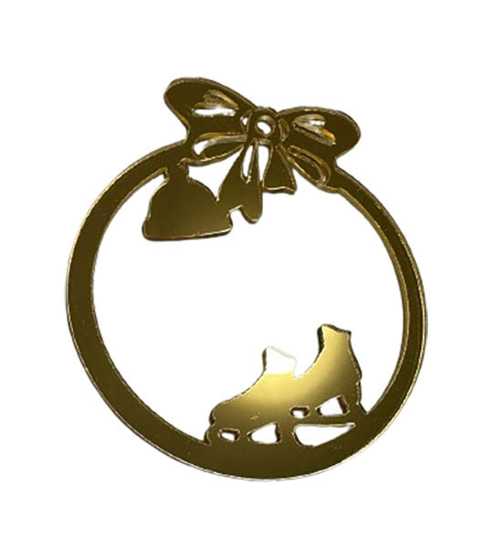 Золота акрилова прикраса на ялинку "Чарівні ковзани", 90*110, фото 1