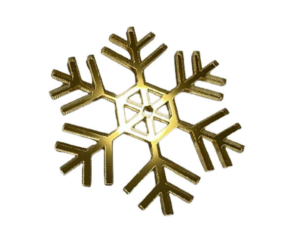 Золота акрилова прикраса на ялинку "Сніжинка" №6, 50*60, фото 1
