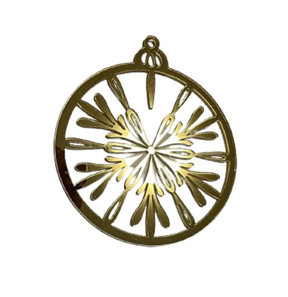 Золота акрилова прикраса на ялинку "Казковий годинник", 120*140, фото 1