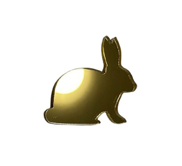 Золота акрилова прикраса на ялинку "Зайченя", 40*40мм, фото 1