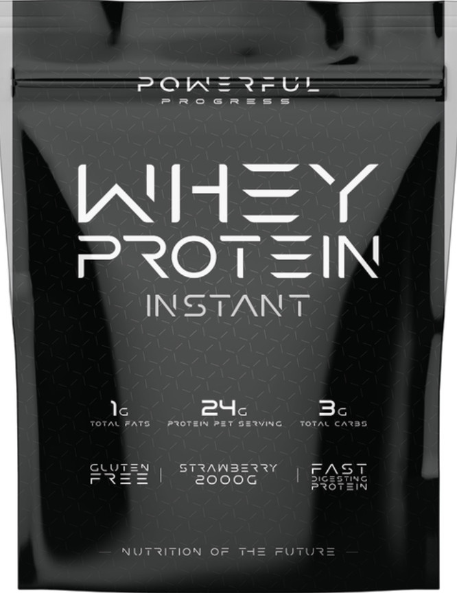 Сиворотковий концентрат Powerful Progress 100% Whey Protein 2 кг полуниця, фото 1