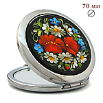 Кишенькове дзеркало кругле складане зі збільшенням Київський розпис БД-01-181