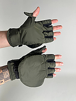 Рукавички рукавиці відкидні з мембранної тканини, Олива, зимові