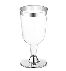 Келихи для вина, (6 шт), матеріал – харчовий пластик, 200 мл., колір - срібло