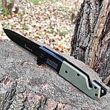 Ніж складний інерційний Browning, склобій, G10 олива, чорний, фото 3