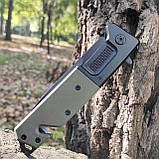 Ніж складний інерційний Browning, склобій, G10 олива, чорний, фото 8