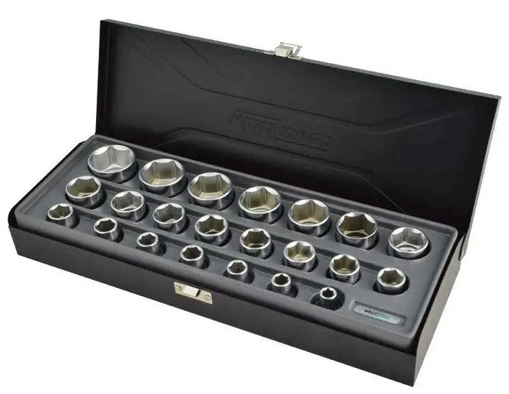 Whirlpower Набір головок 1/2" 22од.8-34мм мет.кейс, фото 1